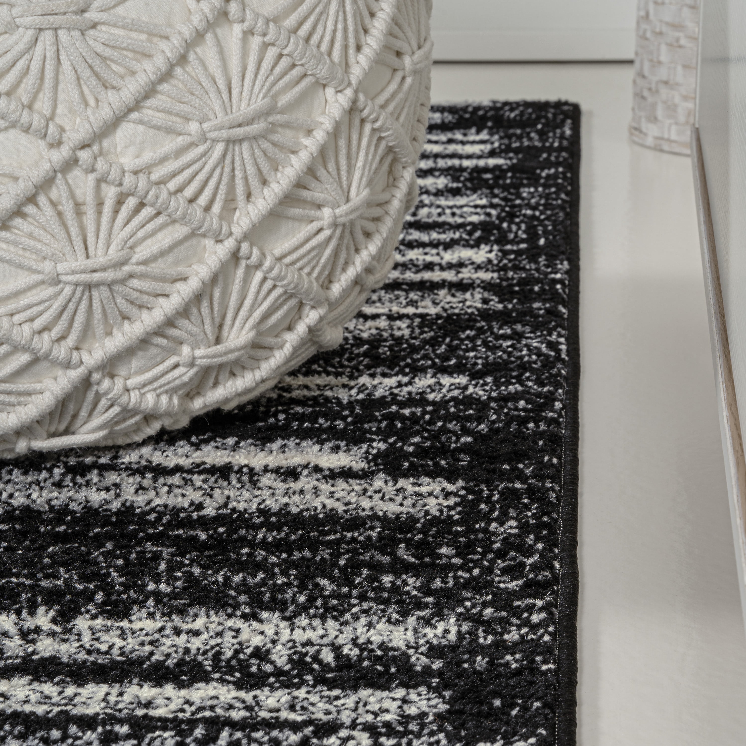 JONATHAN Y MOROCCAN HYPE 3 x 5 Area Rug, Khalil Berber Stripe - Black/Cream, MOH207F-3