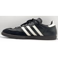 thumbnail image 3 of Adi-das Samba Mens 12.5 Shoes Black Leather Sneaker Soccer Casual White Stripes, 3 of 6