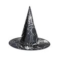 thumbnail image 4 of Sombrero de Sombrero de mago Accesorio de disfraz Novedad decorativa Sombrero de ala ancha de Halloween Sombrero puntiagudo de hechicero para Patrón plateado Yinane sombreros de bruja, 4 of 8