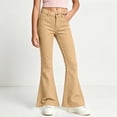 thumbnail image 3 of DJDLJWCJ Teen Girls School Uniform Pants Wide Leg Solid Color Flare Pants Stretch Soft Pull On Casual Pants Khaki Size 7, 3 of 8