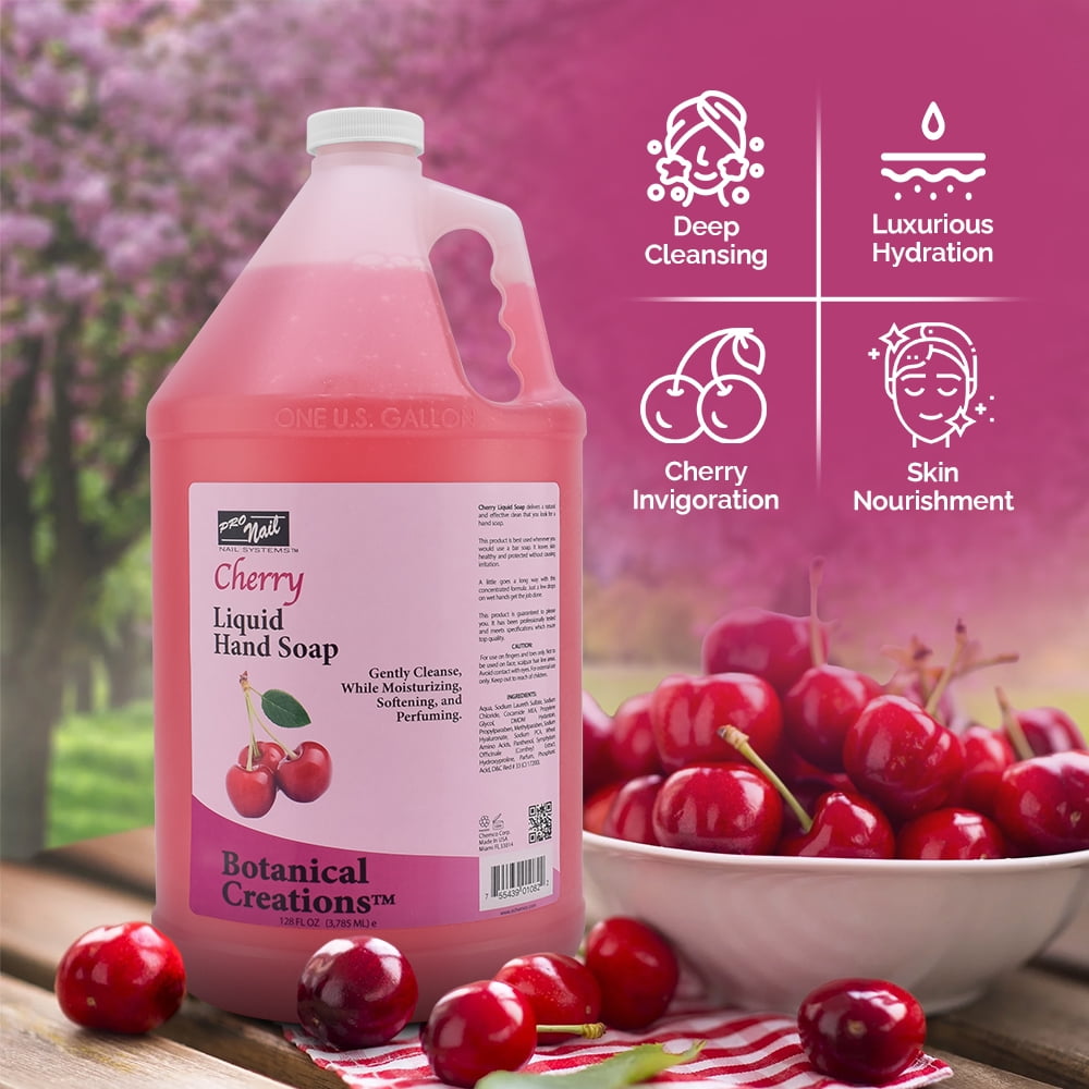 PRONAIL - Liquid Hand Soap Refill, Cherry, 1 Gallon - Deeply Cleanse and Hydrates, Leaving your hands Fresh and Soft - Bulk, Refill Gallon