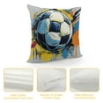 thumbnail image 4 of Shangniulu  Soccer Throw Pillow Cushion Cover, Spherical Football Ball Illustration Colorful Distressed Details in Motion Art, Decorative Square Accent Pillow Case, 18" X 18", Grey Pink, 4 of 5