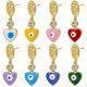 thumbnail image 2 of Pendientes colgantes de corazón chapados en oro de 18 k Yashi con esmalte de ojo malvado Blanco, 2 of 5