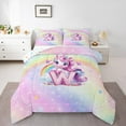 thumbnail image 2 of Erosebridal Initial Letter W Bedding Twin Comforter Set, Dreamy Unicorn Down Comforter, Glitter Stars Decor, Reversible 2pcs, 2 of 7