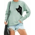 thumbnail image 5 of MOUSYA Cat Sweatshirt Women Funny Black Cat Graphic Sweater Casual Cat Crewneck Holiday Long Sleeve Hoodie Pullover Top, 5 of 7