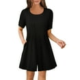 thumbnail image 4 of BiZtdJrK Womens Oversized Tshirt Romper Short Sleeve Pleated Front Wide Leg Shorts Overalls Solid Casual Summer Jumpsuits with Pockets sales today clearance Black XL, 4 of 10