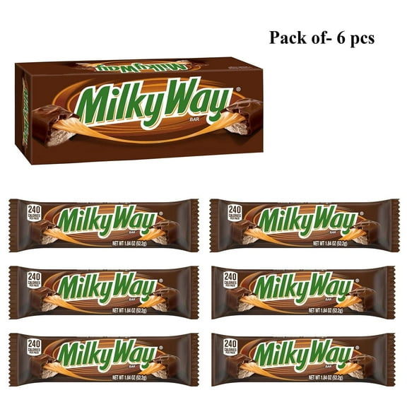 Pack Of 6 Pcs MilkyWay Milk Chocolate Candy Bars Original Flavor | 1.84 OZ Per Bar | Crown Craze