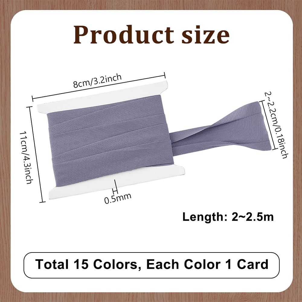 34m Double Fold Bias Tape Cotton Bias Binding Tape 15 Colors Seam Binding for Crafts Continuous Bulk Bias Tape for Sewing Quilting