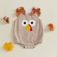 thumbnail image 4 of mgoYE Newborn Baby Boy Girl Thanksgiving Outfit Turkey Sleeveless Smocked Bubble Romper Plaid Bodysuit Fall Clothes, 4 of 9