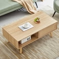 thumbnail image 2 of Oufan 41.34" Rattan Coffee table, sliding door for storage, solid wood legs, Modern table for living room , natural, 2 of 7