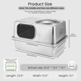 thumbnail image 3 of KPWACD Stainless Steel Cat Litter Box with Lid Metal Litter Pan Extra Large 23.8" X 15.9" X 13.1", 3 of 9