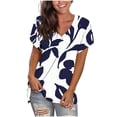 thumbnail image 2 of GaThRRgYP Flattering V Neck Short Sleeve Tops for Women,Women's Fashion Printed Camisole Short Sleeve T-shirt Loose Tank V-Neck Tops Navy XXL, 2 of 7