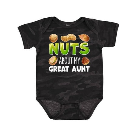 

Inktastic Nuts About My Great Aunt Peanut Almond Pistachio Gift Baby Boy or Baby Girl Bodysuit