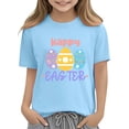 thumbnail image 6 of SERTG Girls Easter Floral Bunny Print Short Sleeve T Shirt Soft Lightweight Crew Neck Tee Casual Regular Fit Breathable Comfortable Spring Top Fashion Holiday T Shirt(Sky Blue#1,11-12 Years), 6 of 8