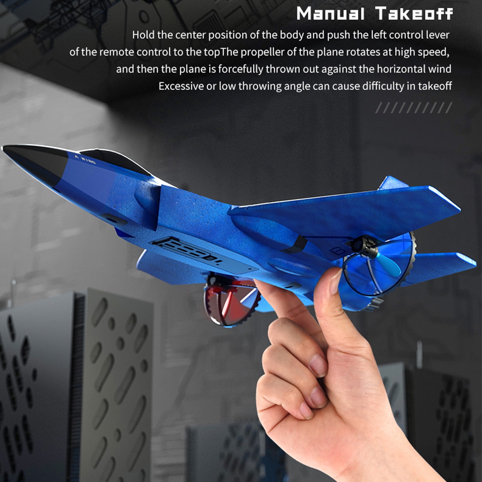 Hinzonek RC Plane, F-35 Rc Airplane Fighter Ready to Fly with Remote Control and 2 Batteries, 2.4Ghz Jet Fighter Toy Gift for Boys Girls Kids Adults Beginners, Blue