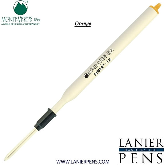 Lanier Combo Pack - 1 Pack - Monteverde Soft Roll Ballpoint L13 Paste Ink Refill Compatible with most Lamy Style Ballpoint Pens - Orange (Medium Tip 0.7mm)