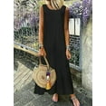 thumbnail image 7 of Oplxuo Maxi Dresses for Women Summer 2025 Basic Solid Sleeveless Loose Crew Neck Swing Casual Beach Tank Dress, 7 of 7