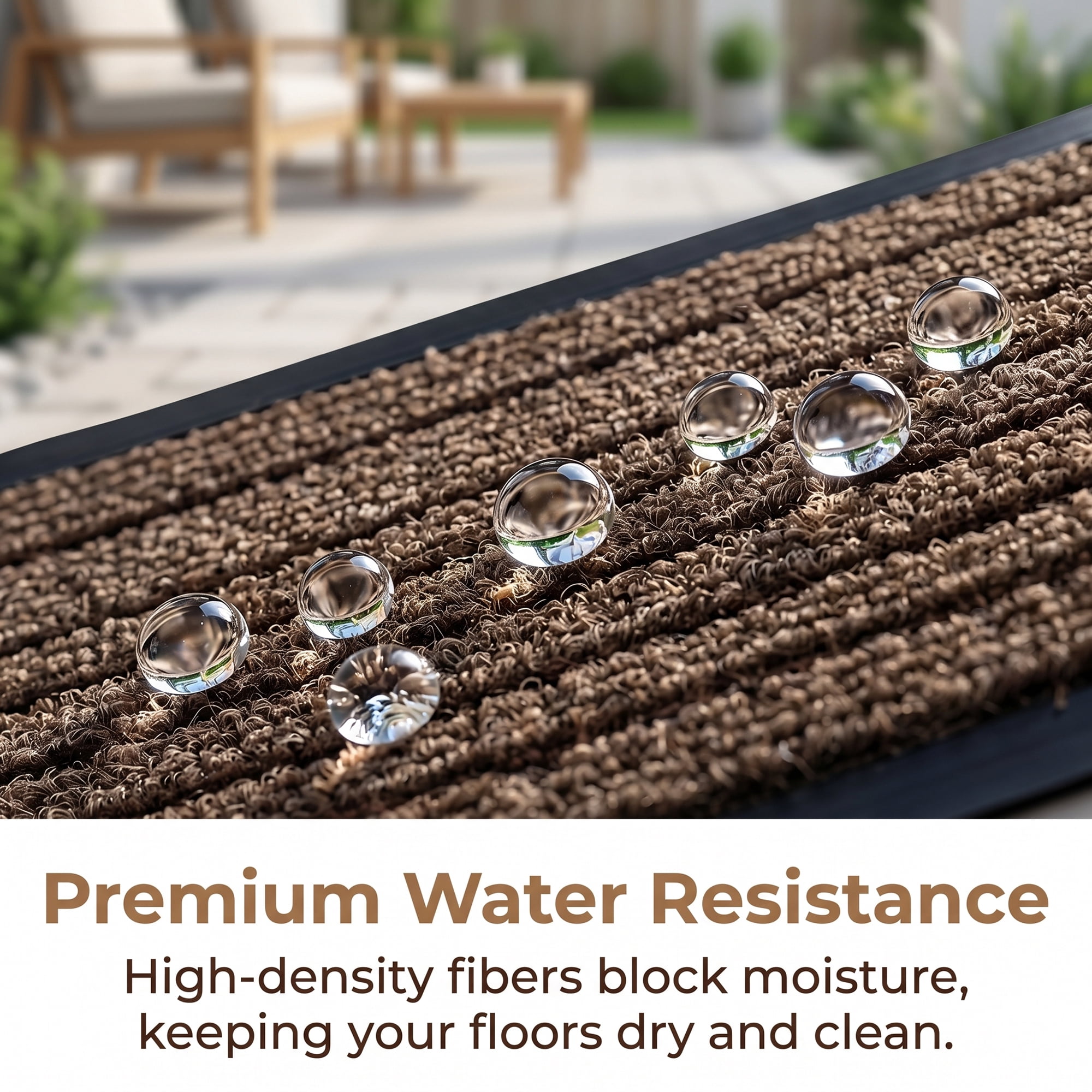 Unique Bargains Waterproof Non-Slip Ribbed Scraper Welcome Front Door Mat Brown 35" x 24"