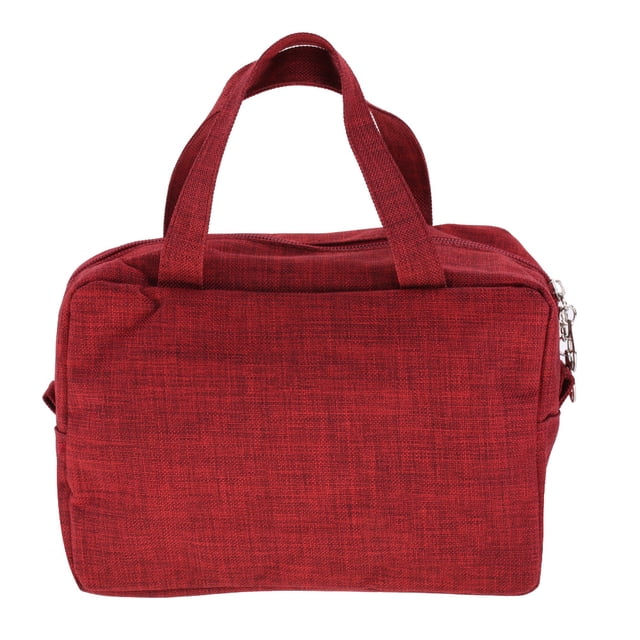 Bolsa de maquillaje portátil multifunción, organizador de artículos de tocador de viaje, color rojo
