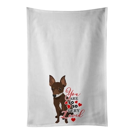 Carolines Treasures WDK3846WTKT 28 x 19 in. Unisex Chihuahua Chocolate & White No.2 So Loved White Dish Towels Kitchen Towel - Set of 2