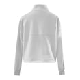 thumbnail image 6 of GERsome Cropped Sweatshirts for Women Long Sleeve Quarter Zip Solid Color Drawstring Hem Pullover White XL, 6 of 8