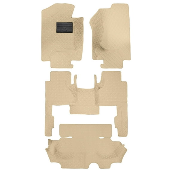 Tuqiang Custom Car Floor Mats Compatible with F-PACE 2016-2019 Full Surrounded Waterproof Anti-Slip All Weather Protection Leather Material Car mat Carpet Liners Beige