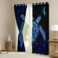 Sea Turtle Curtains,Exotic Tortoise Curtains & Drapes Blue Galaxy Moon