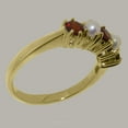 thumbnail image 3 of LBG British Made 9k Yellow Gold Natural Garnet & Cultured Pearl Womens Eternity Ring - 33 size options - Size 7, 3 of 7