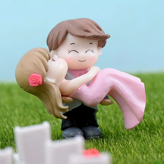 SPRING PARK Miniature Dollhouse Fairy Garden Wedding Decor Blond Couple Bride & Groom Toy