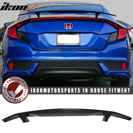 Civic Del Sol Spoiler - Fits 16-19 Civic X Coupe 2Dr Ikon Type A Trunk Spoiler Si Sport Glossy Black