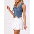 thumbnail image 4 of DARING DIVA Women's Sleeveless V Neck Button Down Cropped Denim Vest M Dark Blue, 4 of 6