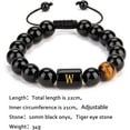 thumbnail image 3 of Initials Bracelets for Men Letter Link Handmade Natural Black Onyx Tiger Eye Stone Beads Braided Rope Meaningful Bracelet, 3 of 8