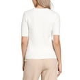 thumbnail image 3 of Suéter corto de manga corta INSPIRE CHIC para mujer, cuello redondo, suéteres de punto casuales de otoño e invierno, talla XL, blanco, 3 of 5