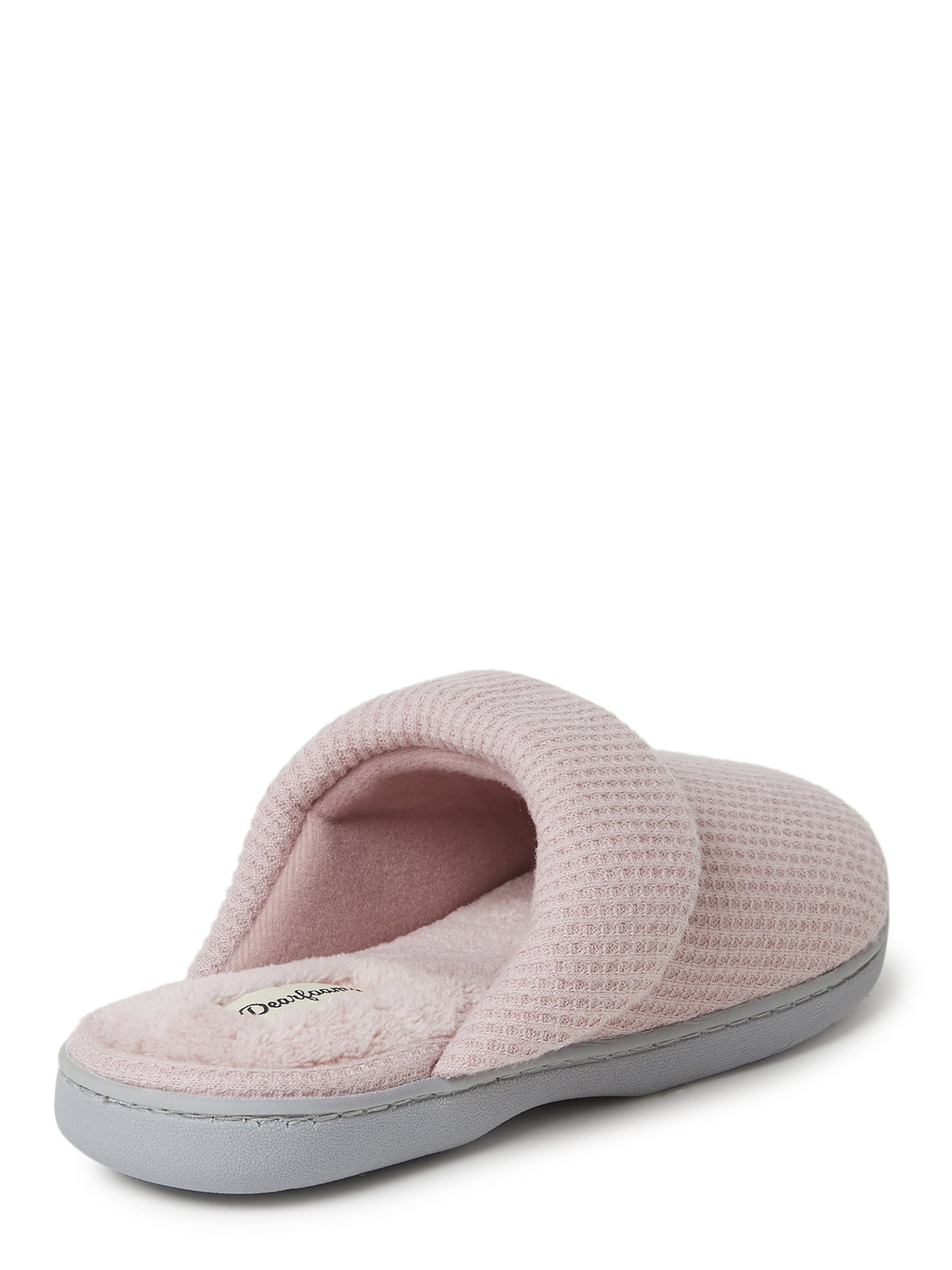 Dearfoams Women's Eleanor Waffle Knit Scuff with Memory Foam Slippers