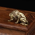 thumbnail image 3 of Brass Lion Animal Statue Small Sculpture Home Decor GiftsTabletop Figurine, 3 of 4