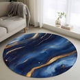 thumbnail image 3 of 4ft Washable Round Rug, Abstract Marble Non-Slip Circle Area Rug for Living Room Bedroom, Gold Texture Modern Navy Simple Style Indoor Floor Mat for Home Decor, 3 of 9