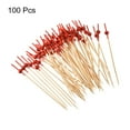 thumbnail image 3 of Uxcell Bamboo Cocktail Toothpicks Red Pearl Bead Drink Picks Skewer 100Pack Red Sticks, 3 of 8