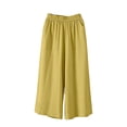 thumbnail image 3 of Liweisiy Women'S Solid Color Pants Elastic High Waist Flowy Palazzo Plain Pants Summer Casual Classic Lounge Pants Yellow S, 3 of 6