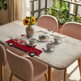 thumbnail image 3 of Vintage Valentine's Day Table Cloths for 5 Foot Rectangle Tables, Truck Love Heart Roses Romantic Retro Patio Waterproof Elastic Fitted Tablecloths, Washable Rectangular Table Cover for Camping, 3 of 8