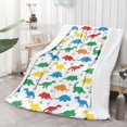 thumbnail image 2 of Cute Dinosaur Cartoon Pattern Soft Sherpa Fleece Throw Blanket, Warm Cozy Plush Blanket for Sofa Bed Couch, All Season, 60"x80", 2 of 5