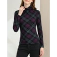 thumbnail image 5 of INSPIRE CHIC Women's Blouse Slim Fit Turtleneck Pleated Front Long Sleeve Knit Top XL Purple, 5 of 8