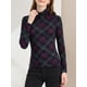 thumbnail image 5 of INSPIRAR CHIC Blusa de Mujer Ajustada Cuello de Tortuga con Pliegues en la Parte Frontal de Manga Larga Tejido L Púrpura, 5 of 8