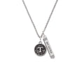 thumbnail image 2 of Delight Jewelry Silvertone Antiqued Round Seal - Initial - T - Silvertone Always My Sister Bar Charm Necklace, 23", 2 of 4