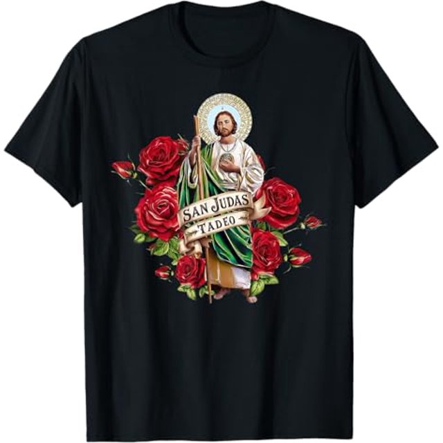 Camiseta gráfica de San Judas Tadeo para hombre, 100 % algodón, cuello redondo, informal