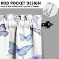 thumbnail image 4 of Butterflies and Purple Hydrangeas 3-Piece Kitchen Curtains Set Kitchen Curtains Sets with Valance for Windows Rod Pocket Machine Washable Kitchen Decor Decorations (54"x18"+2x27.5"x24"), 4 of 6