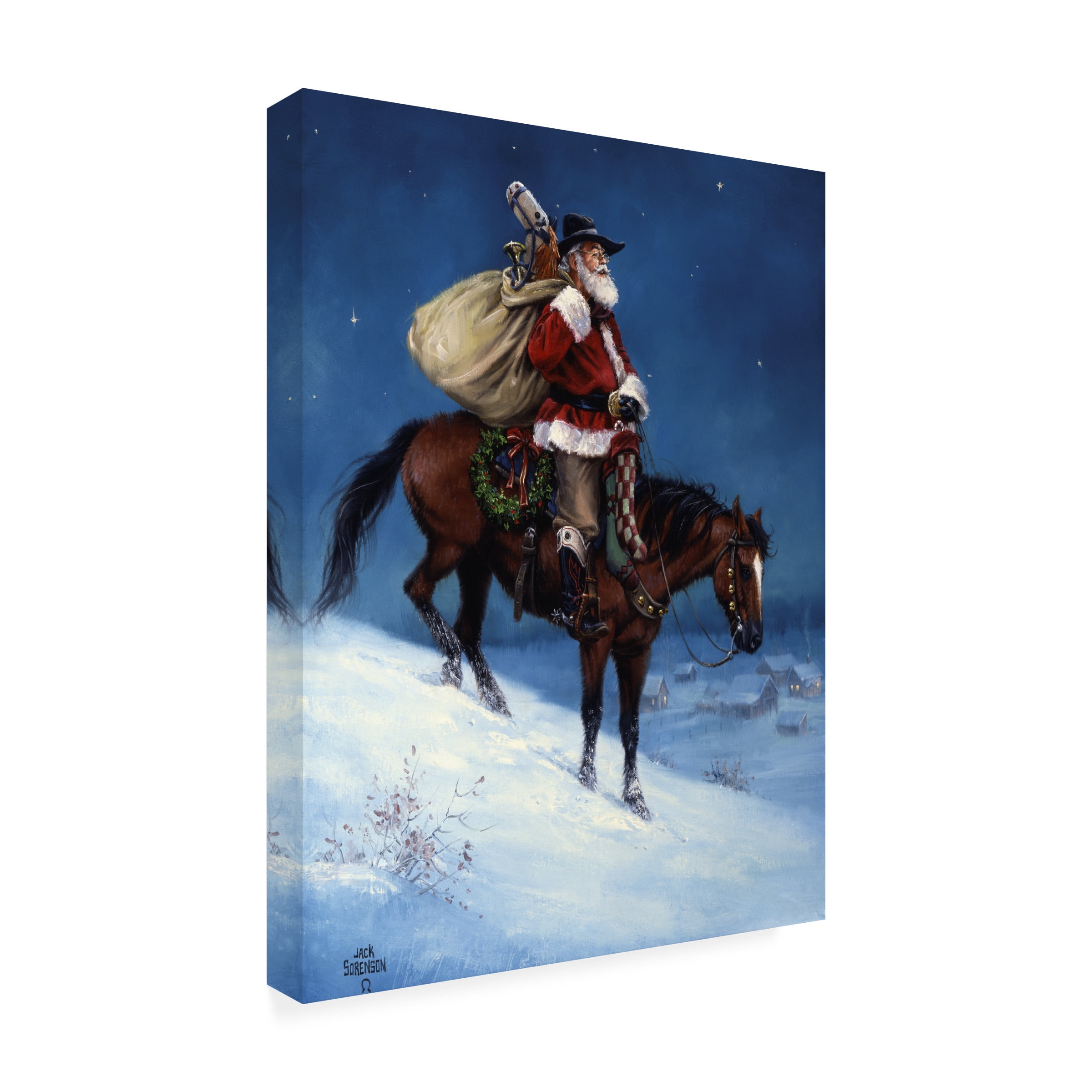 Trademark Fine Art Jack Sorenson A Cowboy Christmas Canvas Wall Art - 24x32