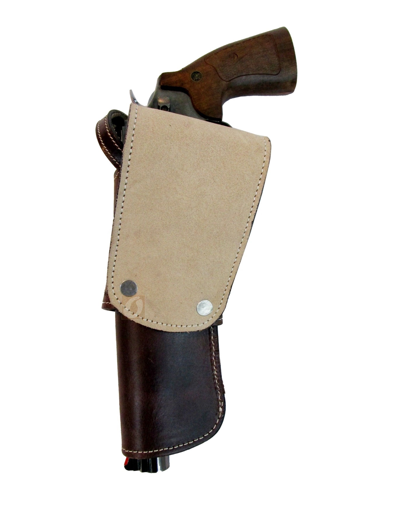 Leather Holster Basket Tooled Long Barrel Western Gun Cover Brown Color - Right Handed