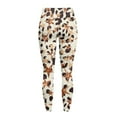 thumbnail image 6 of Renewold Star Leopard Print Brown Yoga Pants with Pockets for Women Full Length Lounge Leggings High Waist Tummy Control Running Pants Activewear Stylish Womens Leggings, S, 6 of 8