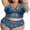 Blue, variant on Plus Size Sexy Valentines Lingerie V-Neck High Waist Floral Lace Criss Cross Bra Panty Set No Underwire