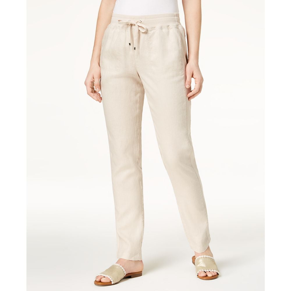 Tommy Hilfiger - Tommy Hilfiger Womens Linen Drawstring Pants , Pebble (16) - Walmart.com